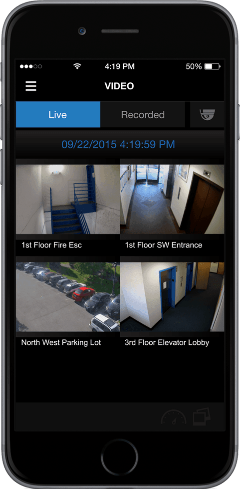 OpenEye mobile on iPhone OpenEye mobile on iPhone